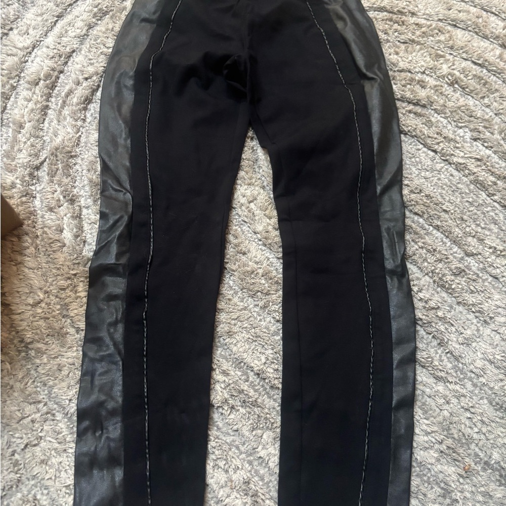 Thalia Sodi Black Leggings with Leather Accents
